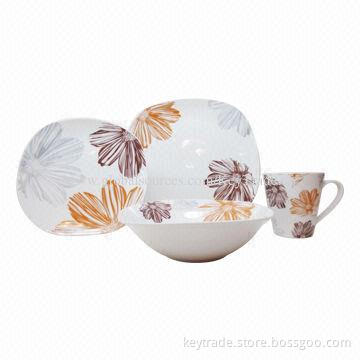 Fine Porcelain 16-piece Dinner Set in New Square-shaped, with Decal